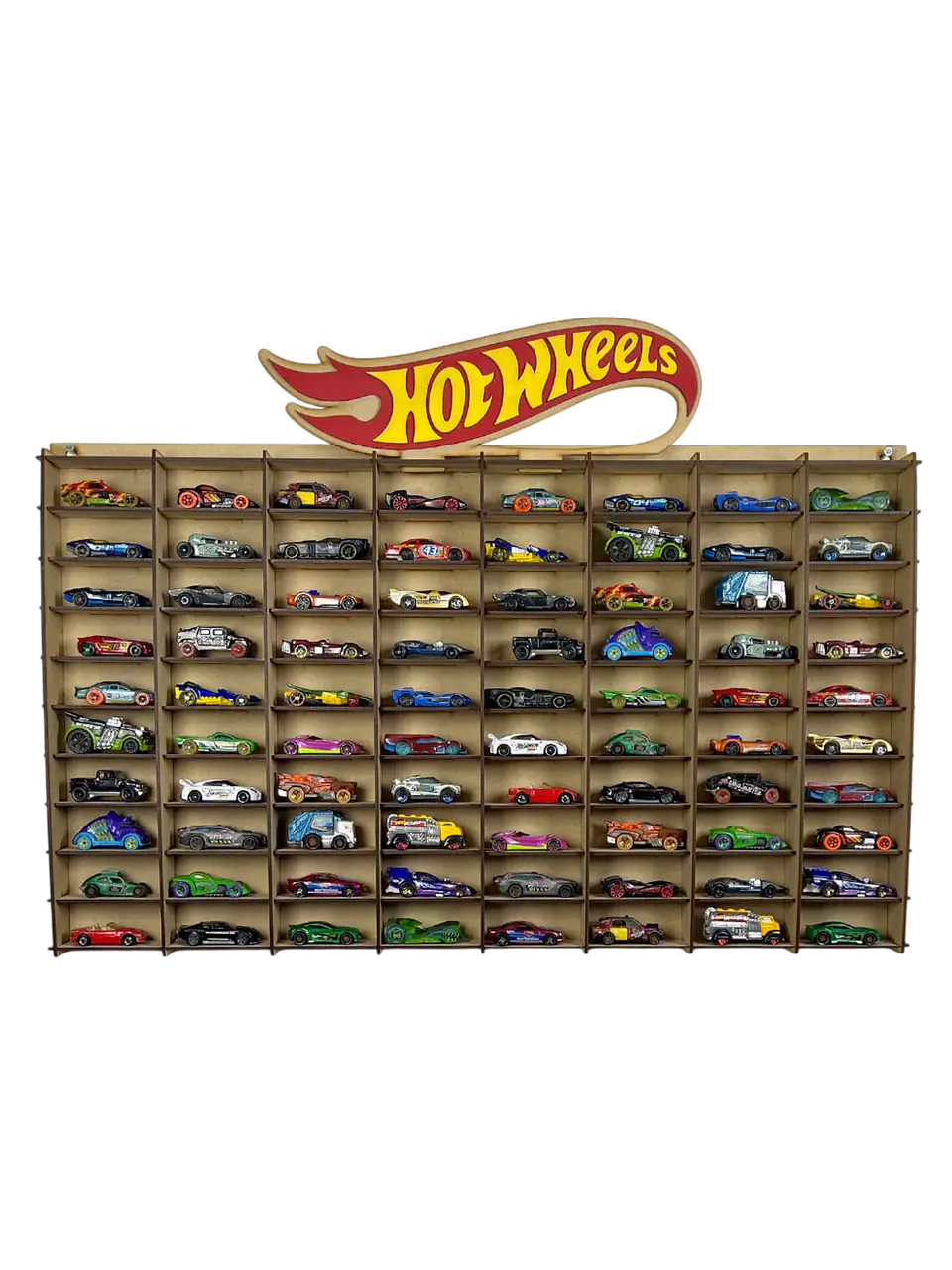 Exhibidor De Autos Escala 1:64 Para 80 Autos Logo 3D a Color 1