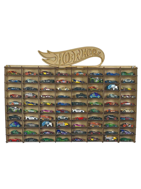 Exhibidor De Autos Escala 1:64 Para 80 Autos Logo 3D Sin Color