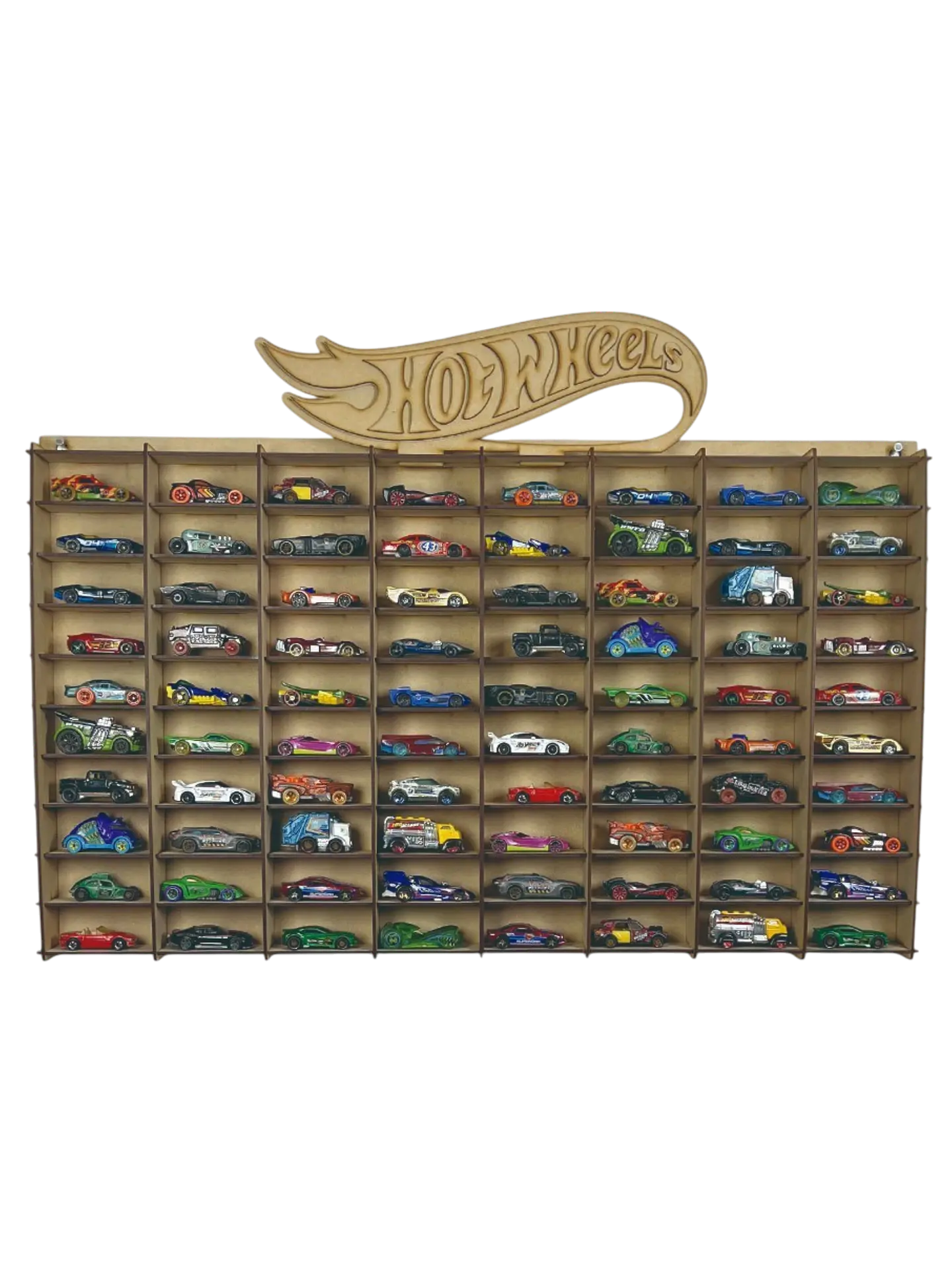 Exhibidor De Autos Escala 1:64 Para 80 Autos Logo 3D Sin Color 1