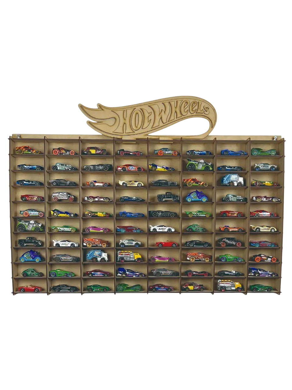 Exhibidor De Autos Escala 1:64 Para 80 Autos Logo 3D Sin Color 1