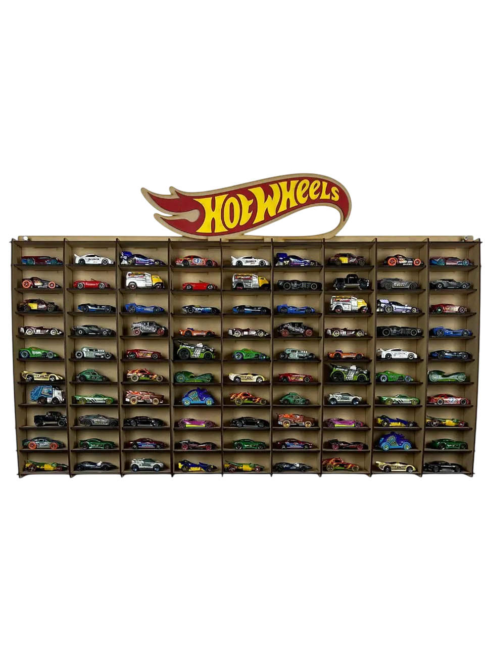 Exhibidor De Autos Escala 1:64 Para 90 Autos Logo 3D a Color 1