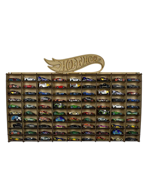 Exhibidor De Autos Escala 1:64 Para 90 Autos Logo 3D Sin Color
