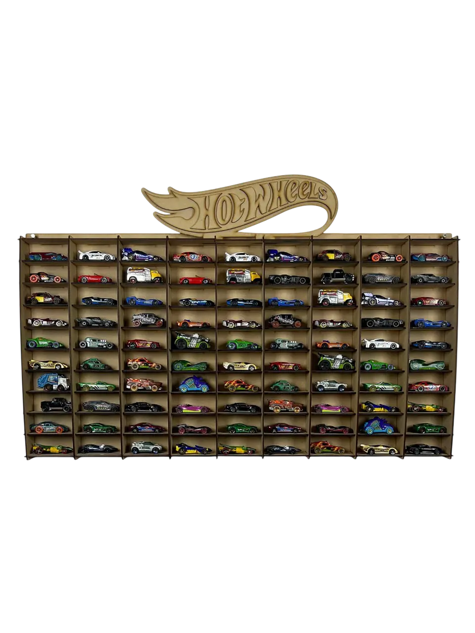 Exhibidor De Autos Escala 1:64 Para 90 Autos Logo 3D Sin Color 1