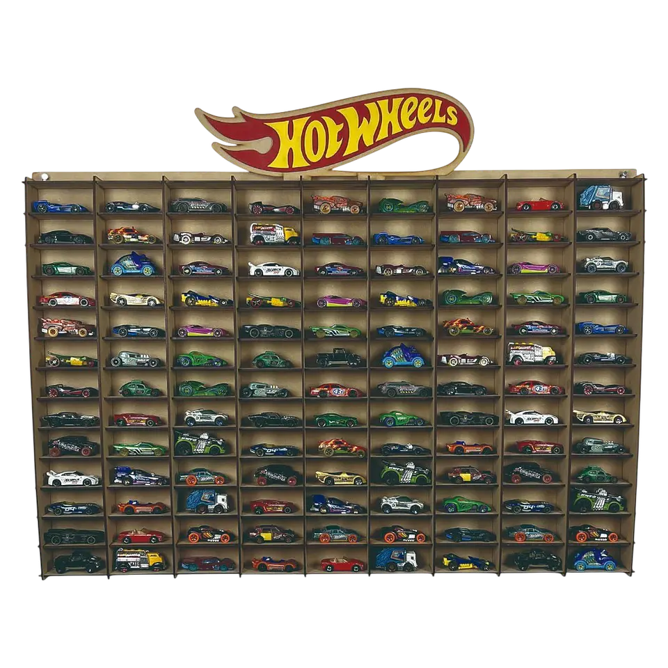 Exhibidor De Autos Escala 1:64 Para 117 Autos Logo 3D a Color 1