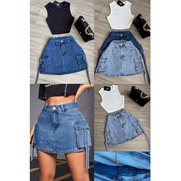 🖤Falda short cargo lazos 