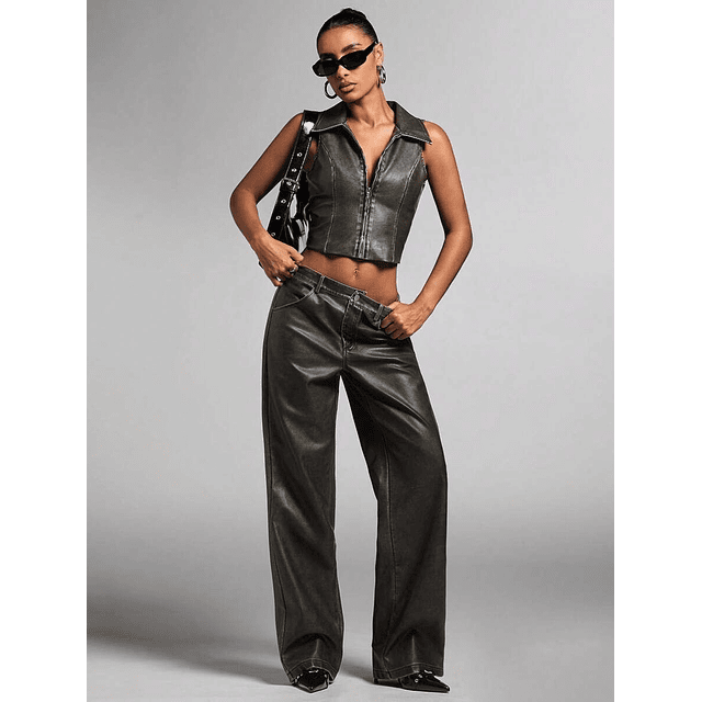 Pantalón envejecido wide leg