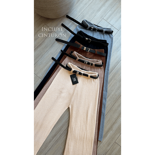 Pantalón lanilla cinturón 