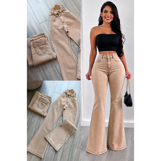 Flare jeans beige 