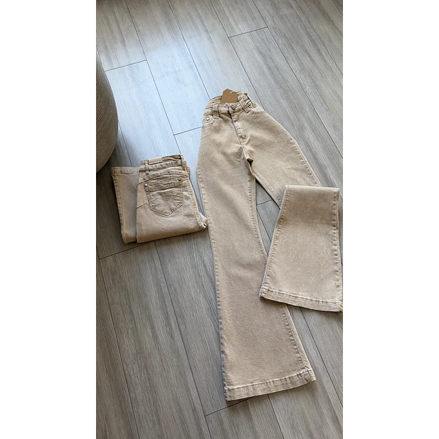 Flare jeans beige 