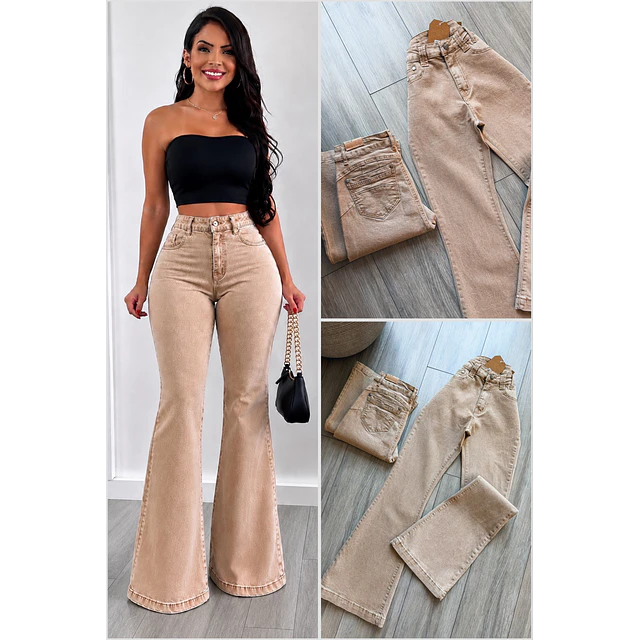 Flare jeans beige 