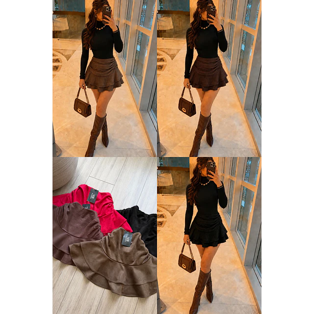 Falda short simil gamuza 