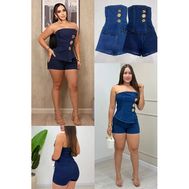 Conjunto de mezclilla corto 