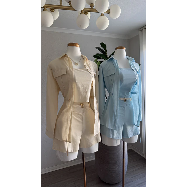 Conjunto de 3 piezas símil lino