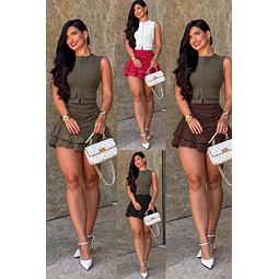 Falda short simil gamuza 