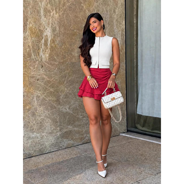 Falda short simil gamuza 