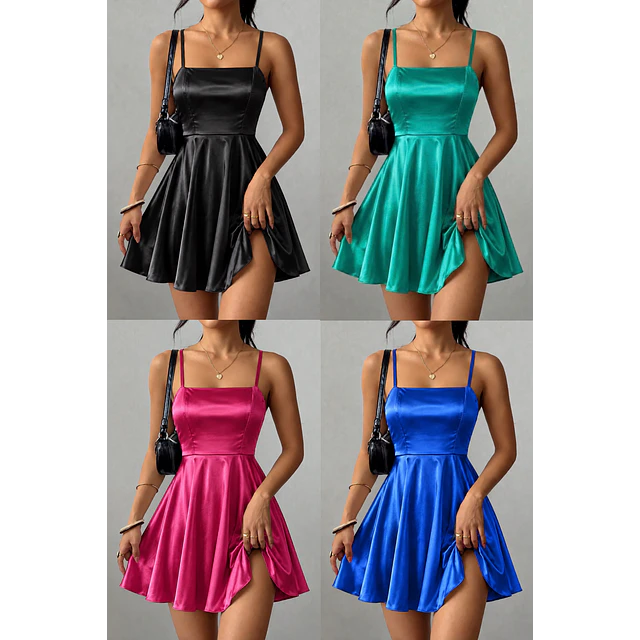 Vestido satinado acampanado 