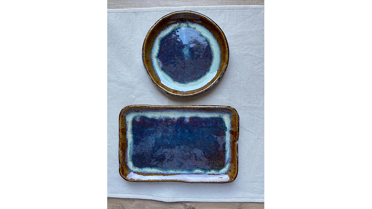 Plato gres rectangular y platito redondo 1