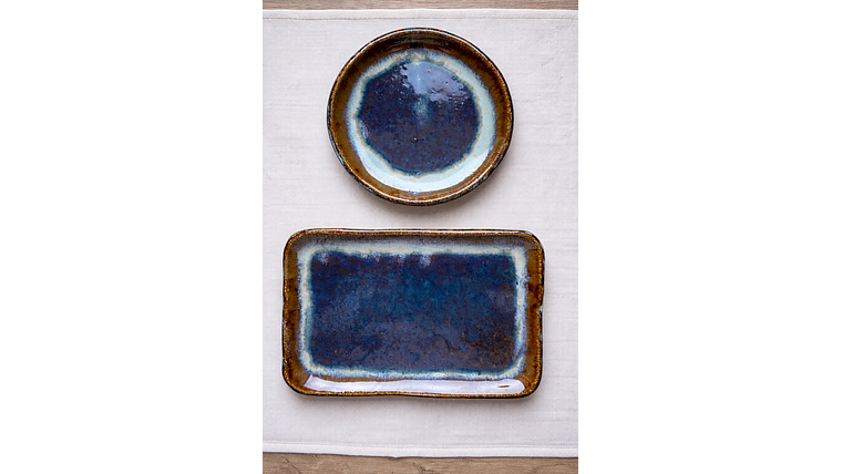 Plato gres rectangular y platito redondo 1