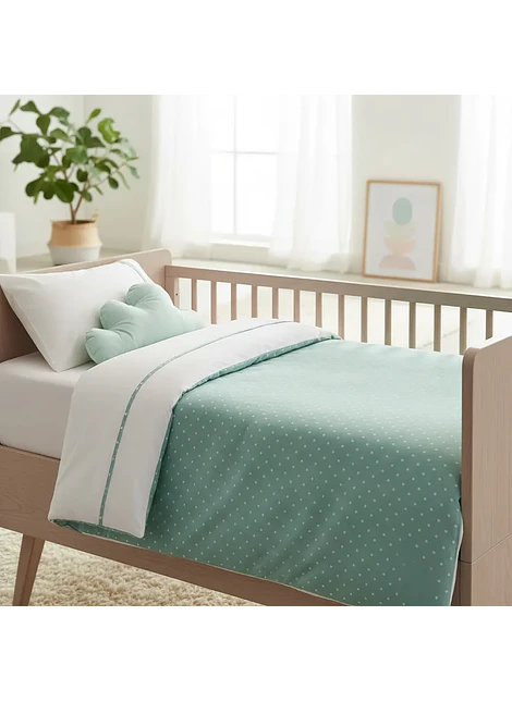 Set de cuna colecho turquesa con puntitos 