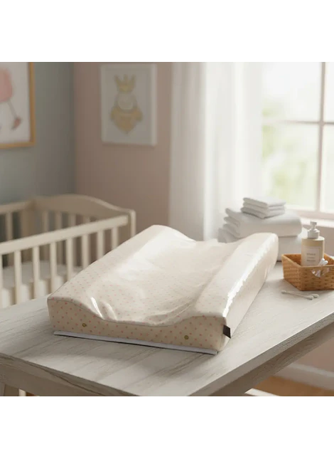 Mudador Anatómico Beige Lunares Rosados
