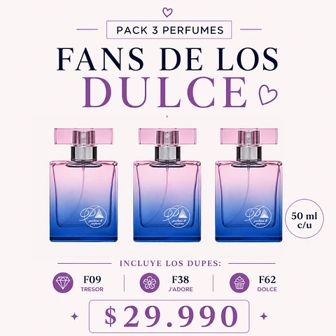 C. Pack 3 Perfumes- Fans de los aromas Dulces (Floral y Frutal)