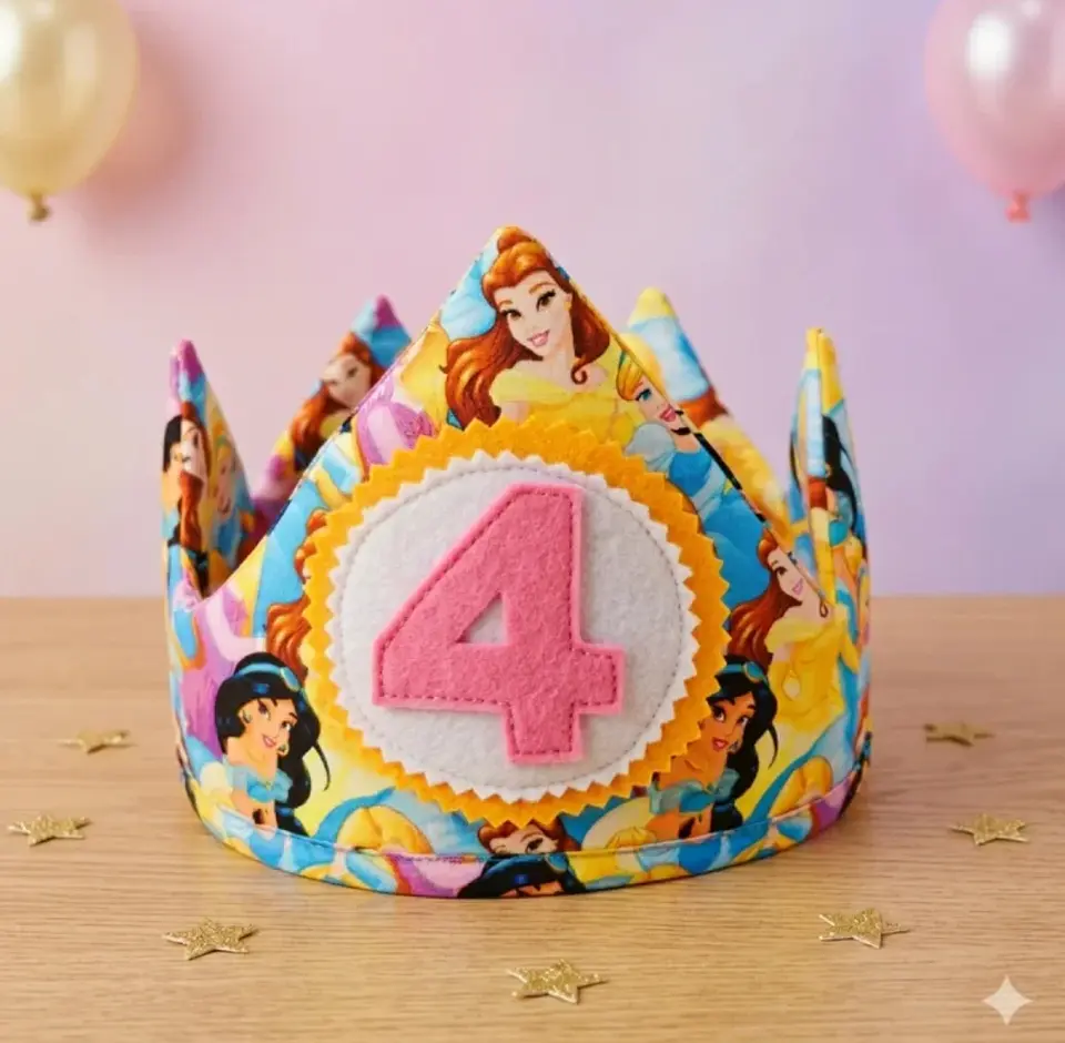 Corona de Cumpleaños de Tela Princesas Disney (Evolutiva) 1