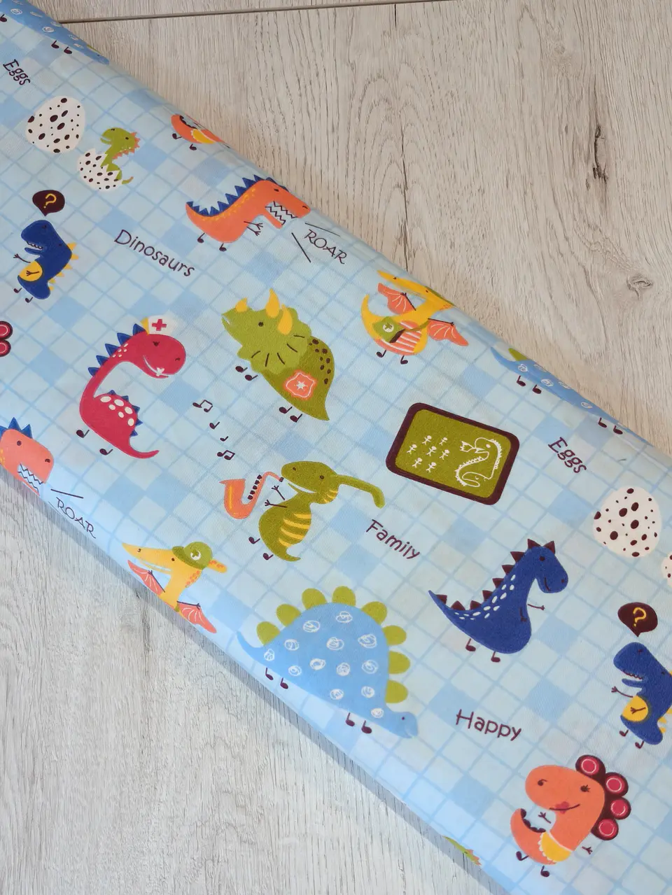 Popelín de algodón estampado dinosaurios azul | Tela infantil 1
