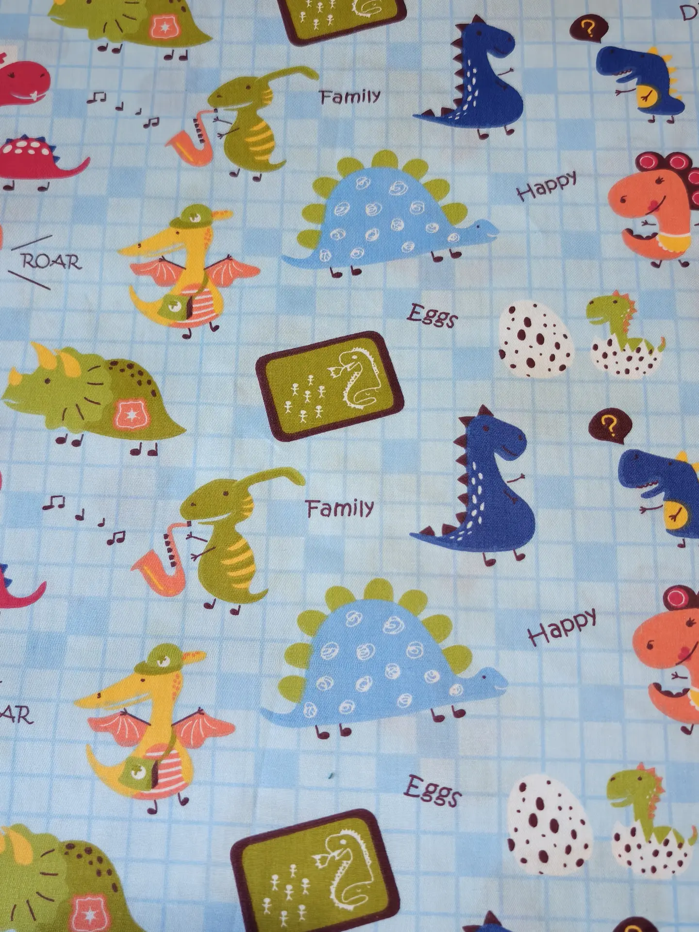 Popelín de algodón estampado dinosaurios azul | Tela infantil 2