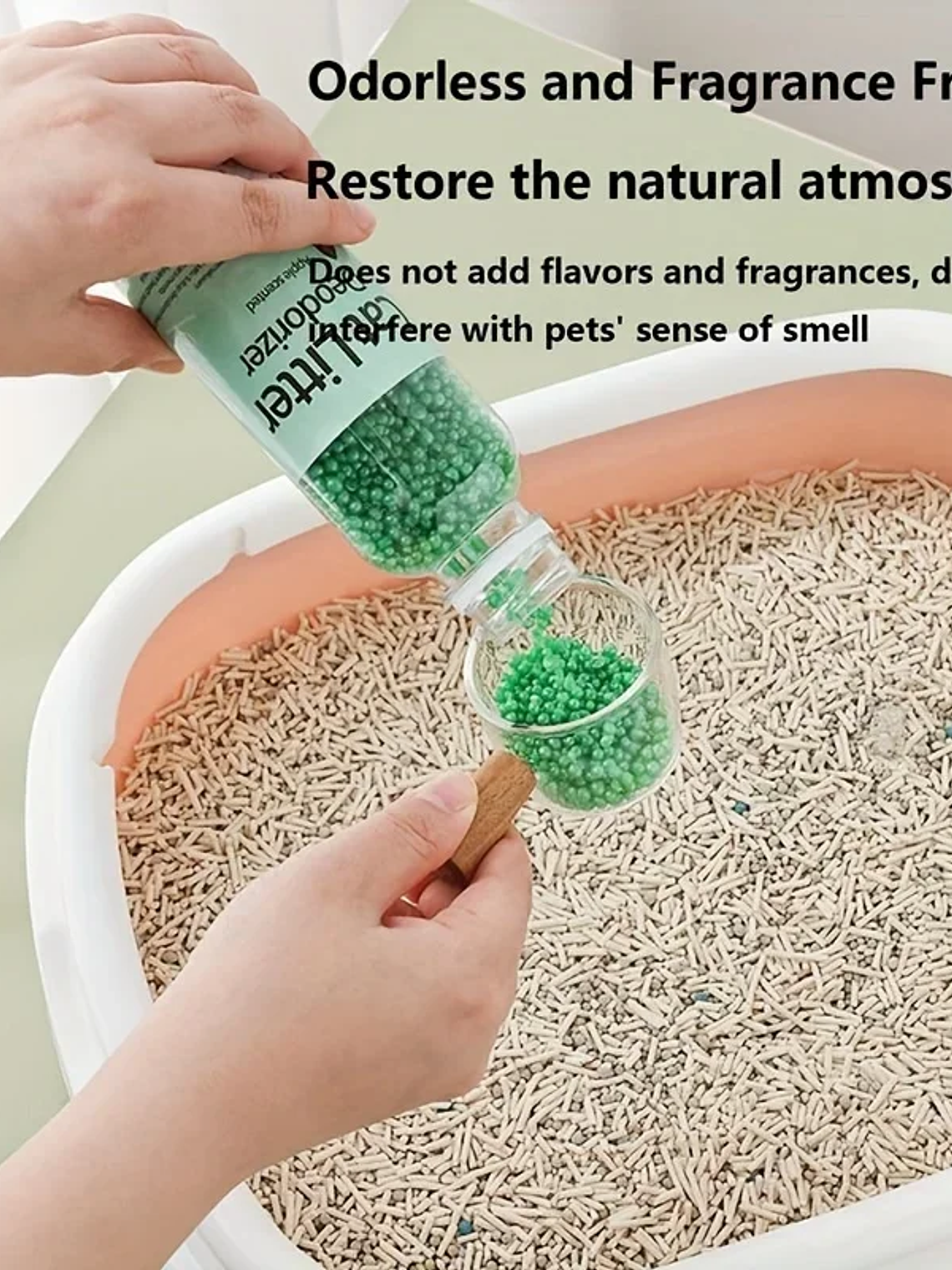 Perlas desodorantes para gatos, 6 sabores, aromáticas, para la caja de arena de gatos, suministros de limpieza para mascotas 2