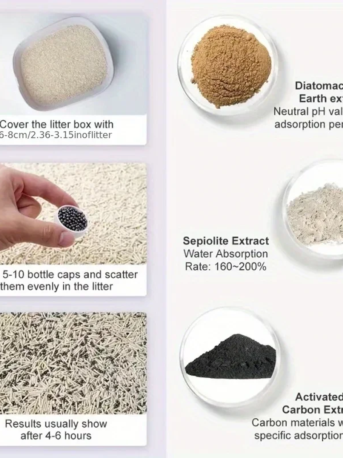 Perlas desodorantes para gatos, 6 sabores, aromáticas, para la caja de arena de gatos, suministros de limpieza para mascotas 3