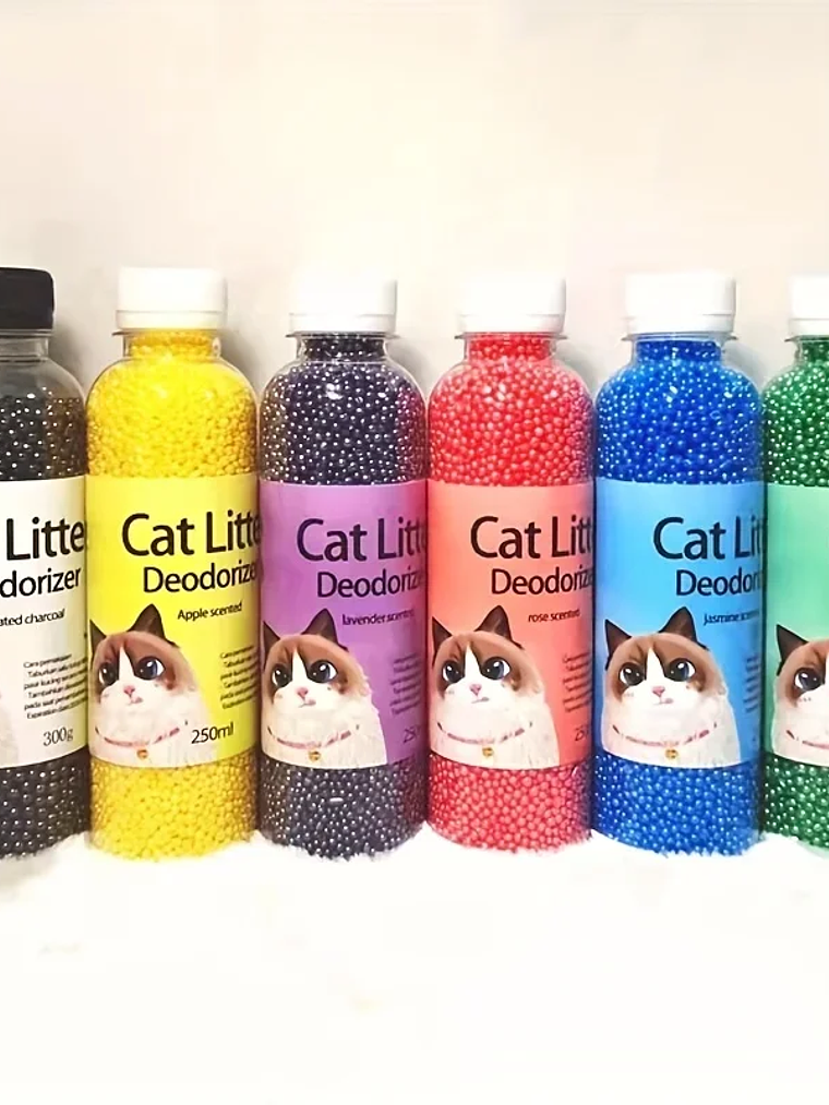 Perlas desodorantes para gatos, 6 sabores, aromáticas, para la caja de arena de gatos, suministros de limpieza para mascotas 6