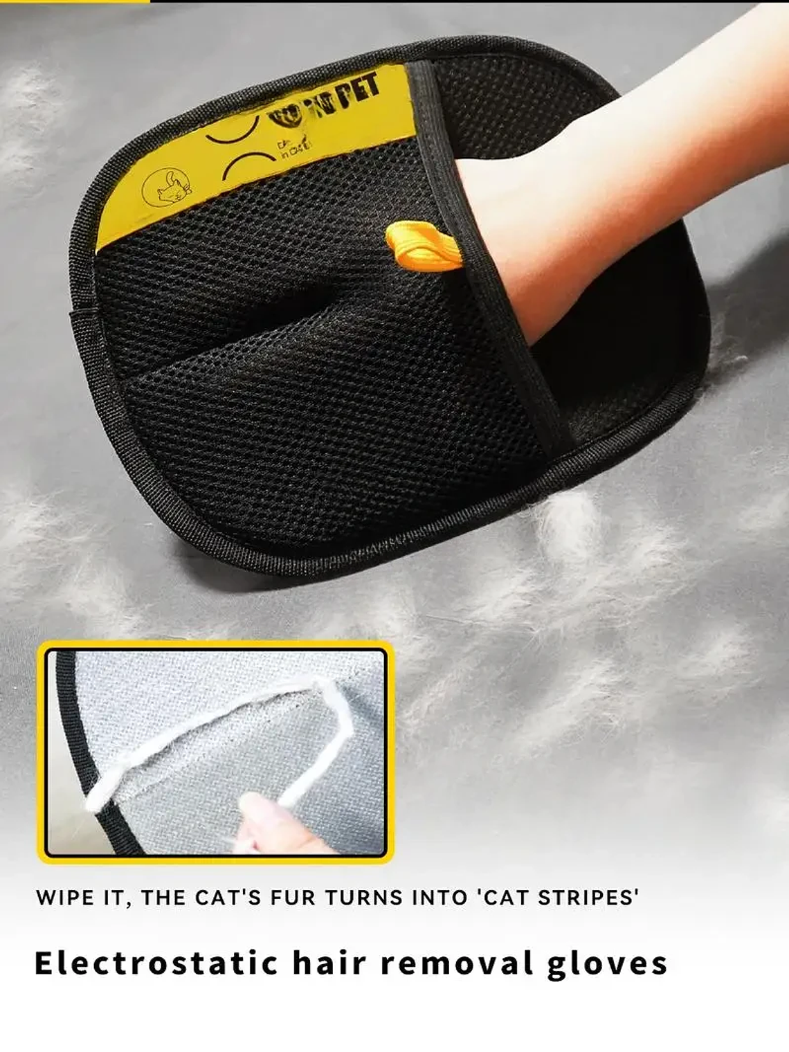Guante para pelo de animales Guantes electrostáticos Cepillo bidireccional Guante para quitar pelo de mascotas para gatos Perros Ropa Muebles Electrostático 12