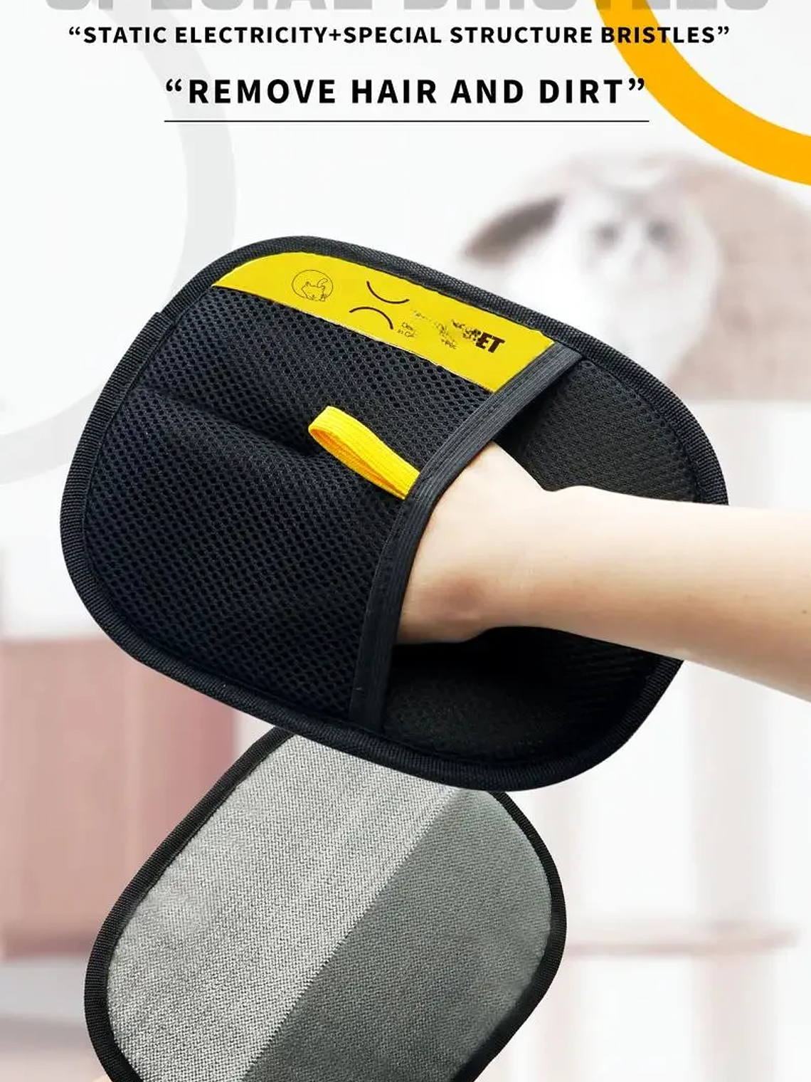 Guante para pelo de animales Guantes electrostáticos Cepillo bidireccional Guante para quitar pelo de mascotas para gatos Perros Ropa Muebles Electrostático 14