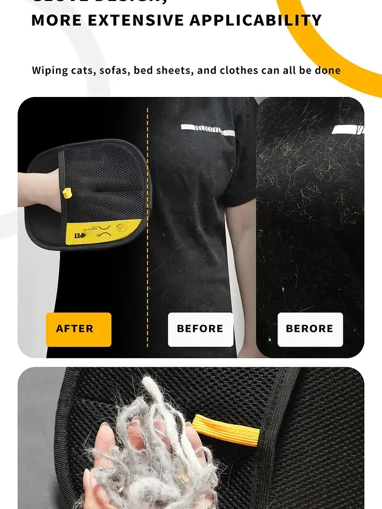 Guante para pelo de animales Guantes electrostáticos Cepillo bidireccional Guante para quitar pelo de mascotas para gatos Perros Ropa Muebles Electrostático 16