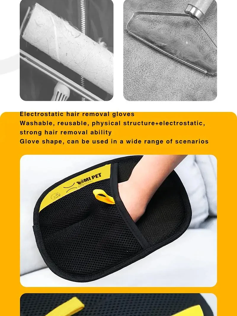 Guante para pelo de animales Guantes electrostáticos Cepillo bidireccional Guante para quitar pelo de mascotas para gatos Perros Ropa Muebles Electrostático 18
