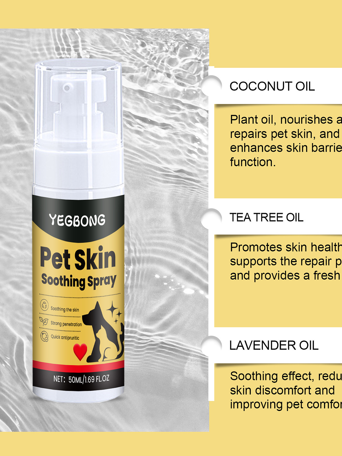 Spray para el cuidado de la piel de mascotas: alivia las molestias de perros, gatos, pulgas y piojos, alivia el rascado y lamido de la piel, spray portátil para heridas de mascotas. 13