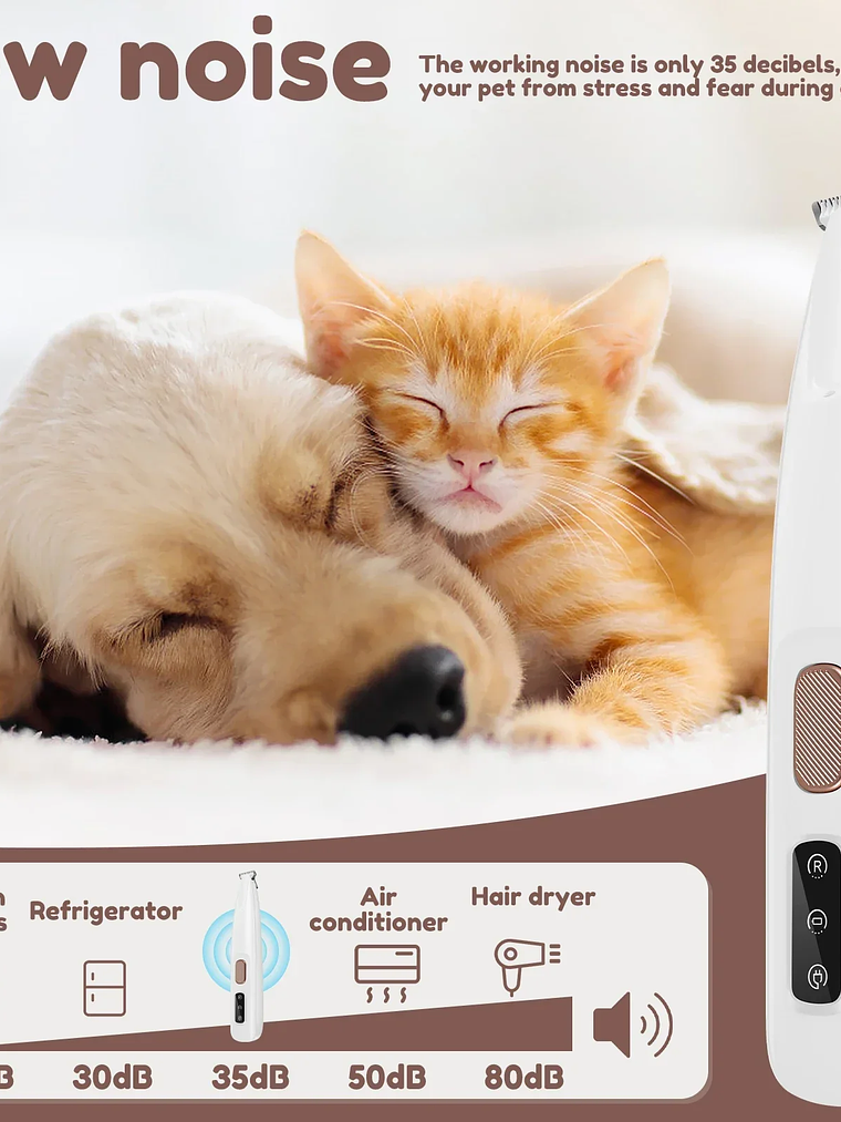 Recortador de patas para perros con luz LED, totalmente impermeable, con pantalla LED, cuchilla ancha de 18 mm. 19