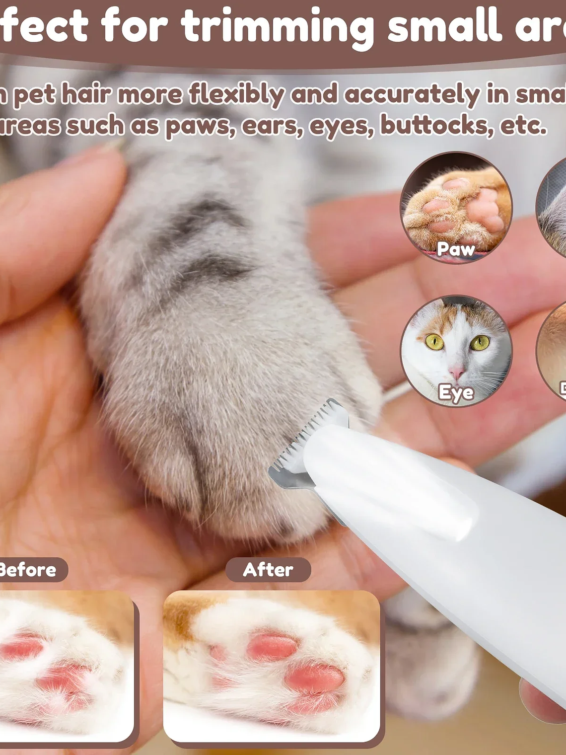 Recortador de patas para perros con luz LED, totalmente impermeable, con pantalla LED, cuchilla ancha de 18 mm. 20