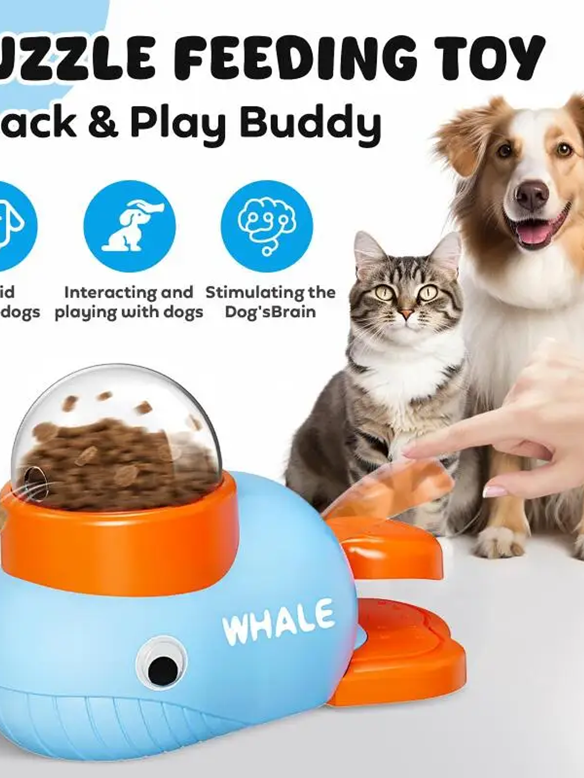 Dispensador de golosinas para perros y gatos, juguete antideslizante, rompecabezas lento, dispensador de golosinas interactivo, comedero automático, juguetes para entrenamiento de mascotas. 1