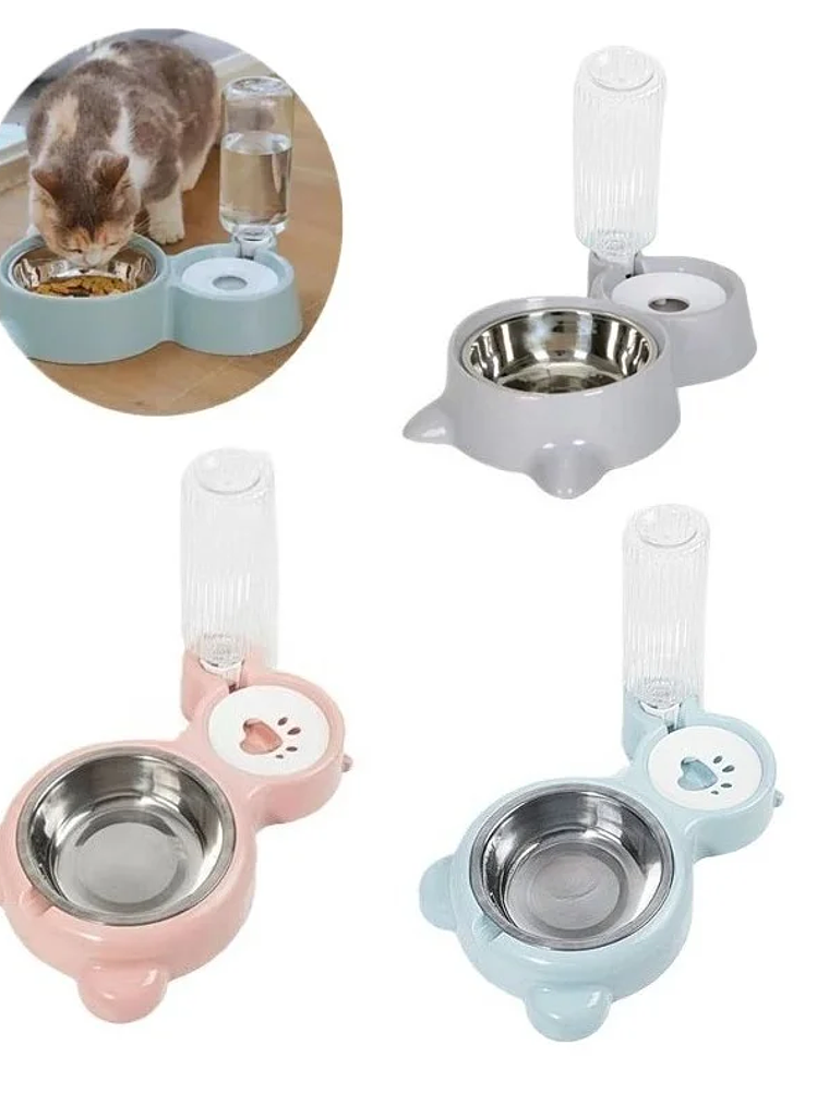 Dispensador de agua para mascotas, para gatos y perros, almacenamiento automático de agua, tazón de comida para mascotas, contenedor de comida con bebedero, suministros para mascotas 1