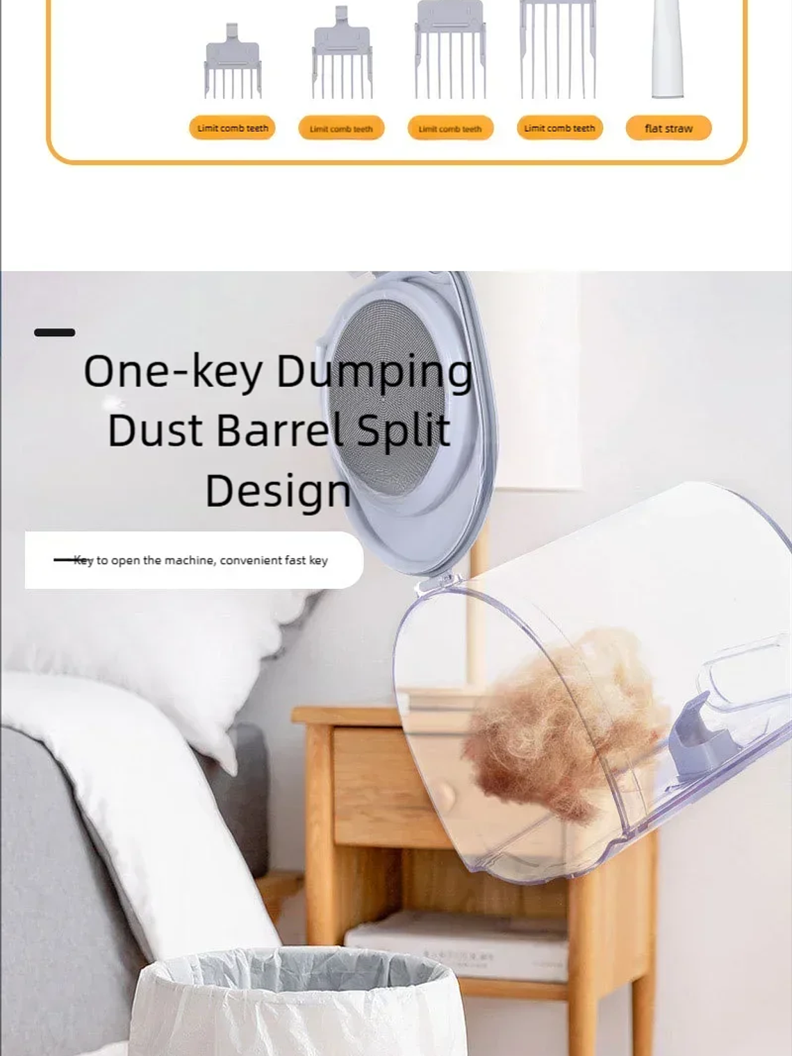 Kit de aseo para perros para mascotas que incluye 4 peines cortapelos, aspiradora de 2,5 l y 5 herramientas de aseo para mascotas que pierden pelo. 7