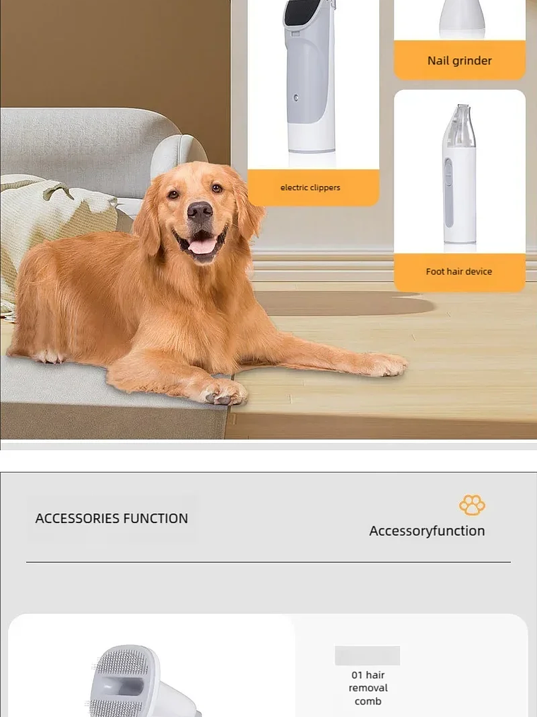 Kit de aseo para perros para mascotas que incluye 4 peines cortapelos, aspiradora de 2,5 l y 5 herramientas de aseo para mascotas que pierden pelo. 8