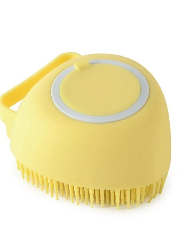 Cepillo de baño para mascotas, perros y gatos, guante de silicona suave para masaje, limpieza de patas, herramientas de baño con jabón y champú. 9