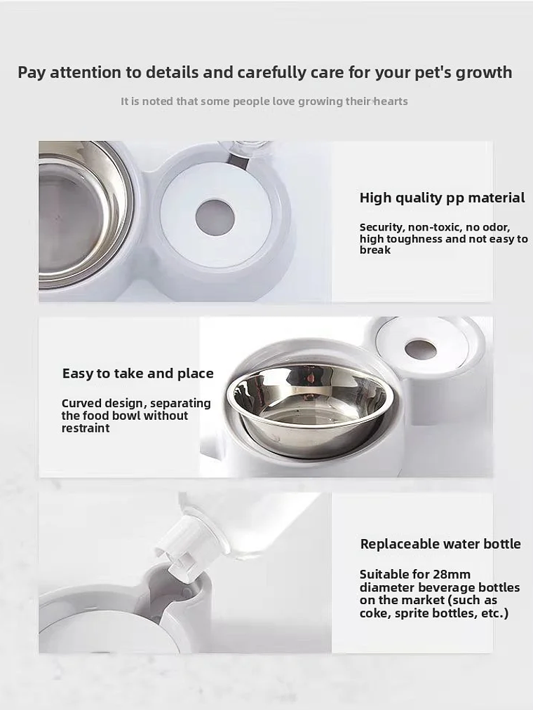 Dispensador de agua para mascotas, para gatos y perros, almacenamiento automático de agua, tazón de comida para mascotas, contenedor de comida con bebedero, suministros para mascotas 13