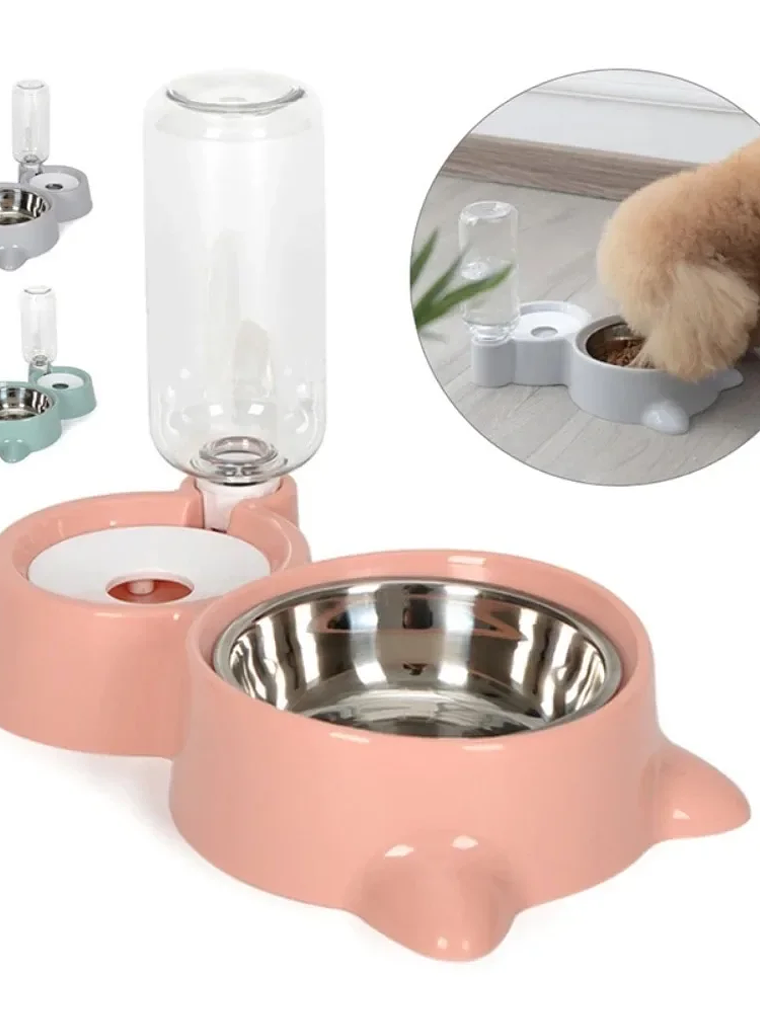 Dispensador de agua para mascotas, para gatos y perros, almacenamiento automático de agua, tazón de comida para mascotas, contenedor de comida con bebedero, suministros para mascotas 18