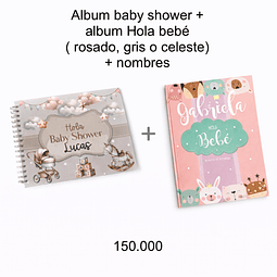 PROMO Album Hola Bebé +  Hola baby shower + 2 stickers de los nombres