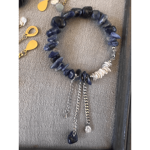 Pulsera Piedras Naturales Cadenas Acero