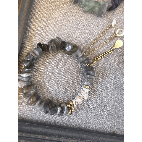 Pulsera Piedras Naturales Cadenas Acero