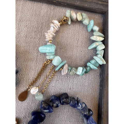 Pulsera Piedras Naturales Cadenas Acero