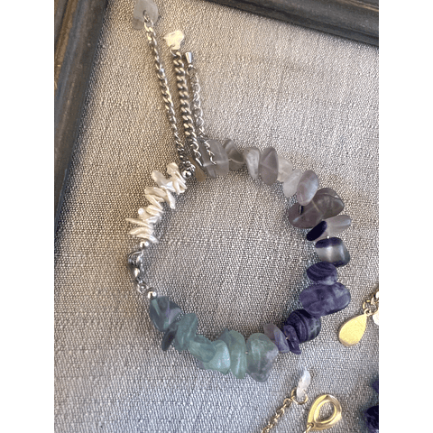 Pulsera Piedras Naturales Cadenas Acero